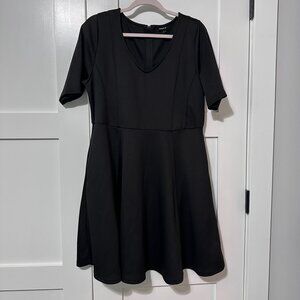 Torrid Little Black Dress Fit & Flare Style Midi Dress with Sleeves Size 1/1X